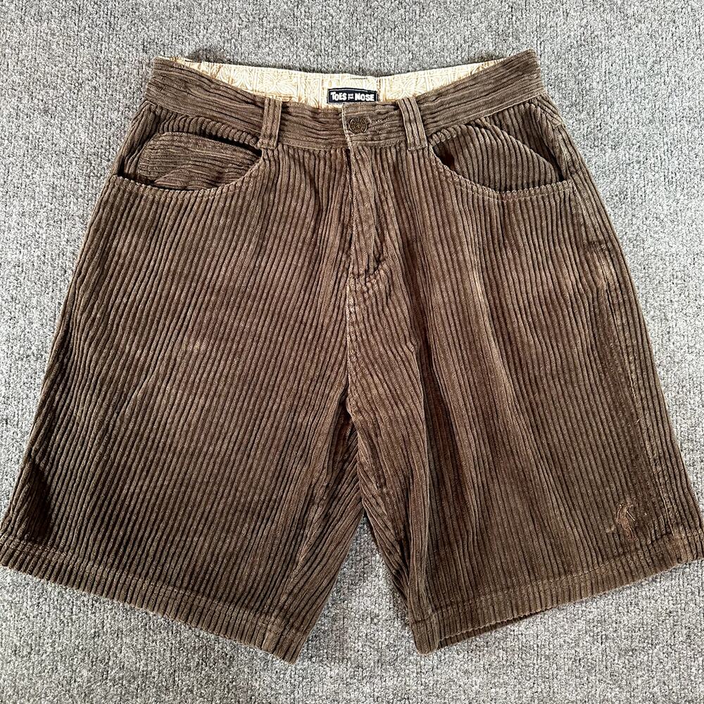 Toes on the Nose Corduroy Shorts Mens 32 Brown Wide Wale Y2K Surf Skate 9"